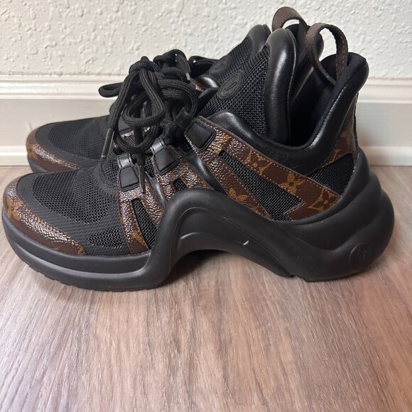 Louis Vuitton Black/Brown Mesh And Monogram Canvas Archlight Low Top Sneakers - Picture 6 of 7